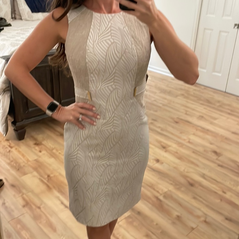 CalvinKlein shift tan and white  dress size 2